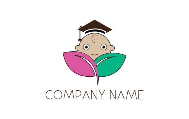 design an education logo baby merged with leaves and graduation cap - logodesign.net