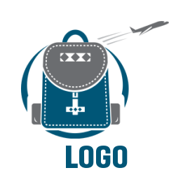 make a travel logo backpack and airplane flying