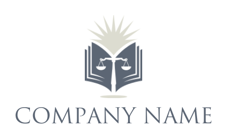 law firm logo of balance scale in open book sun