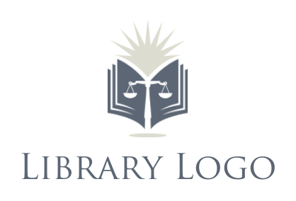 law firm logo of balance scale in open book sun