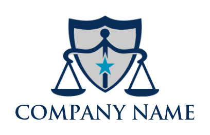 law firm logo balance scale inside shield