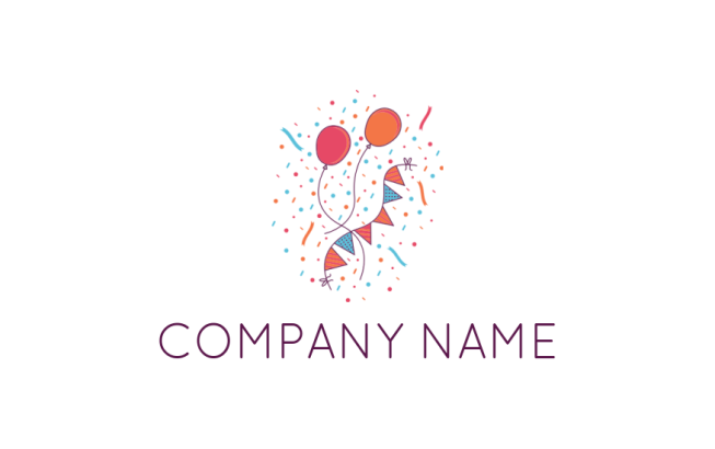 Event planner logo icon with Balloons buntings stars 
