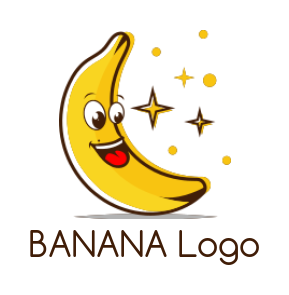 food logo banana moon mascot with stars 