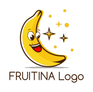food logo banana moon mascot with stars 