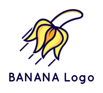 fruit logo banana forming rocket with peels