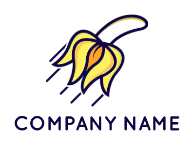 food logo banana forming rocket with peels