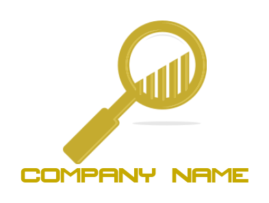 investment logo bar graph in magnifying glass