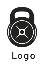 gym logo barbell plate with dumbbell