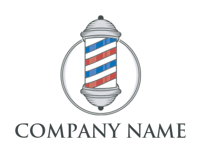 online barber logo pole in circle