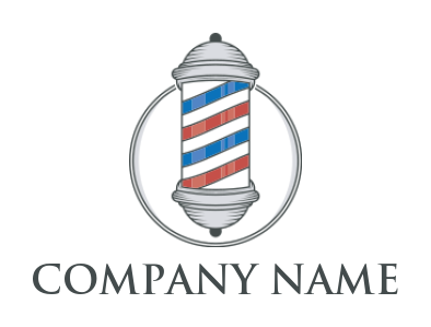 barber pole and circle logo
