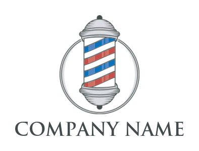 online barber logo pole in circle