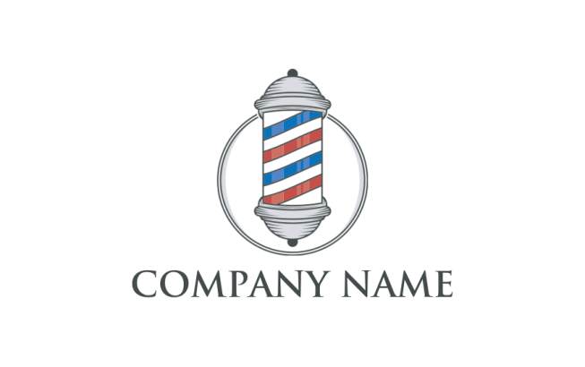 online barber logo pole in circle