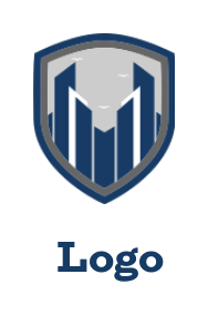 make a real estate logo bars in shield or badge