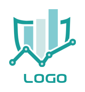 logo creation with bars merged in line graph & shield 