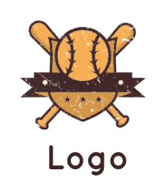 sports logo baseball bat and stars sports emblem