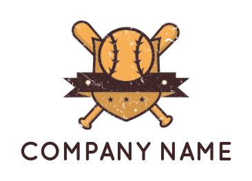 sports logo baseball bat and stars sports emblem