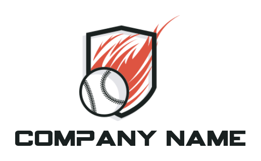 Create a sports logo of baseball & flame in shield 