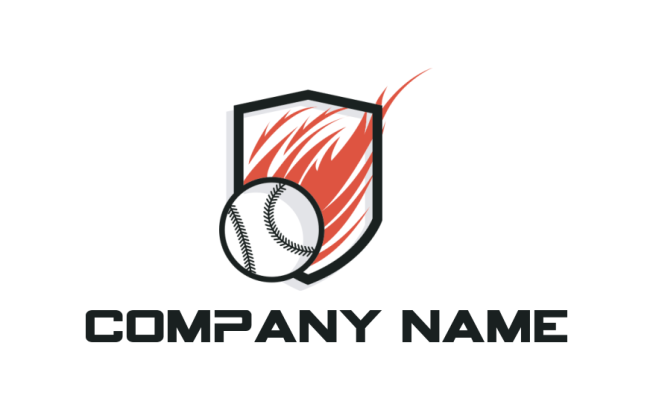 Create a logo of baseball & flame in shield 