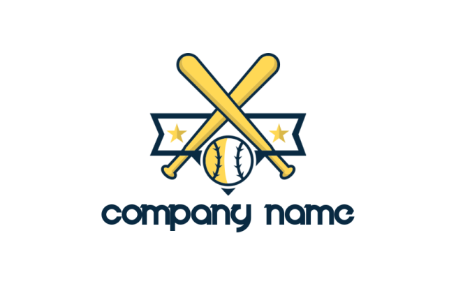 Generate a logo of baseball and ribbon 