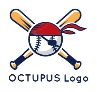 make a sports logo baseball bat with pirate band