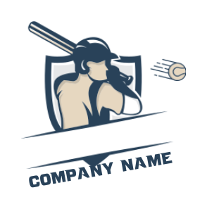 create a sports logo baseball player in shield