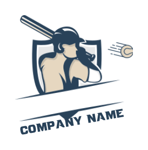 baseball player in shield sport logo concept
