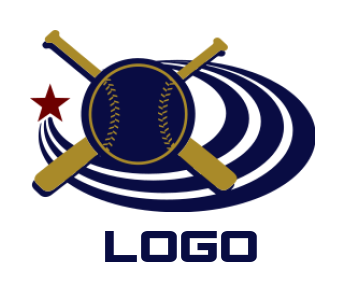 sports logo baseball with crossed bats in swoosh