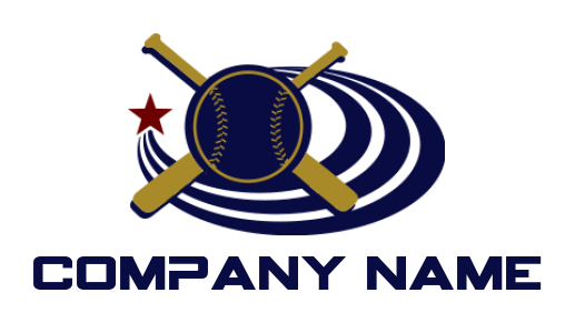 sports logo maker baseball with crossed bats and star trailing swoosh