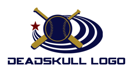 sports logo maker baseball with crossed bats and star trailing swoosh