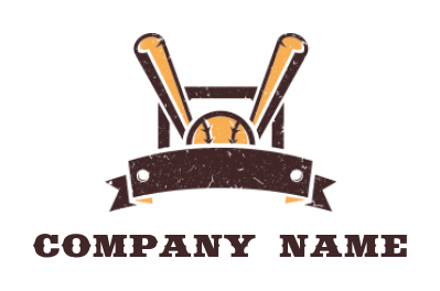 generate a sports logo of baseball with ribbon