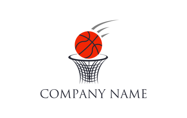 make a sports logo basketball flying into hoop - logodesign.net