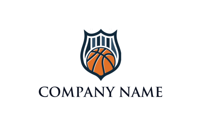 sports logo icon basketball with shield - logodesign.net