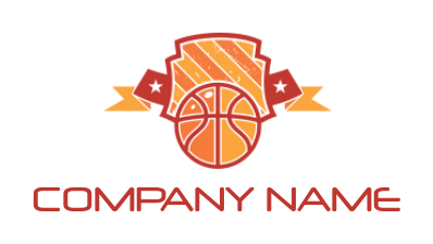 sports logo online basketball with shield and ribbon - logodesign.net