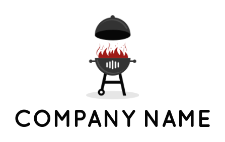 generate a food logo of bbq grill with fire