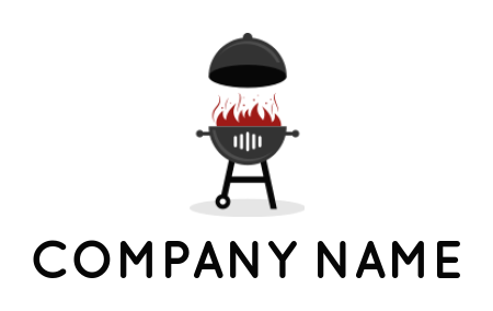 generate a food logo of bbq grill with fire