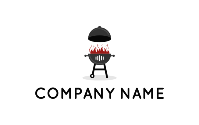 Make a logo of bbq grill with fire 