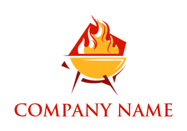 Create a logo of BBQ grill with fire 