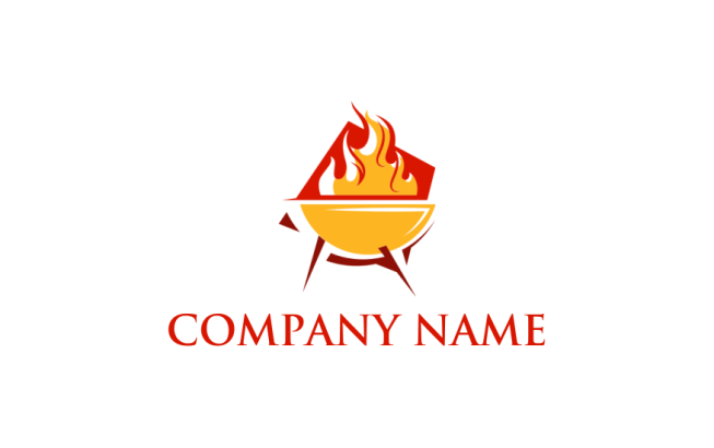 Create a logo of BBQ grill with fire 