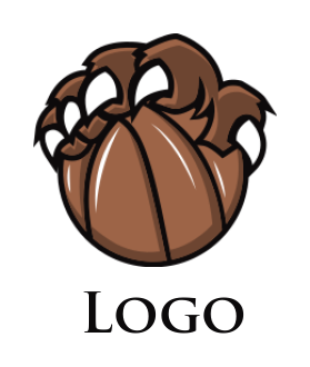 sports logo icon bear paw holding basketball - logodesign.net