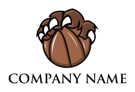 sports logo icon bear paw holding basketball - logodesign.net