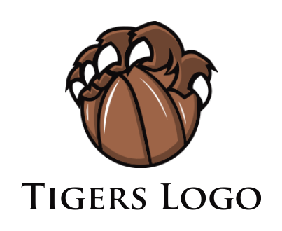 sports logo icon bear paw holding basketball - logodesign.net