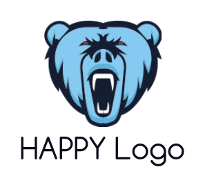 animal pet bear roaring inside abstract shape