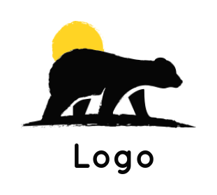 animal logo bear silhouette in front of sun