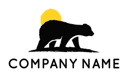 animal logo bear silhouette in front of sun