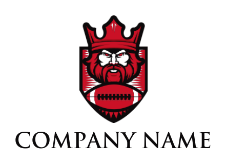 sports logo template bearded king with crown and rugby in shield - logodesign.net