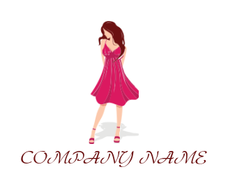 fashion logo of beautiful girl wearing dress 