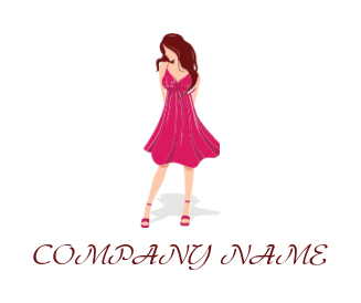 fashion logo of beautiful girl wearing dress 