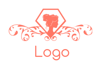make a beauty logo beauty full girl face inside the diamond shape with ornaments