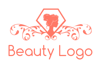 make a beauty logo beauty full girl face inside the diamond shape with ornaments