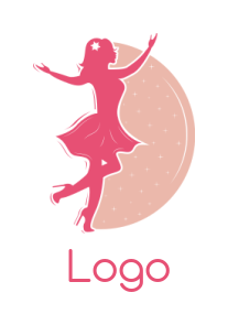 fashion logo beauty girl in front half circle